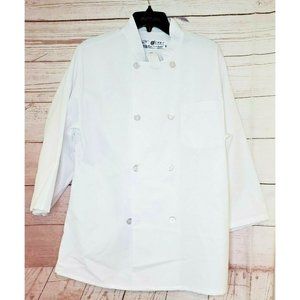 Puritan Cape Cod Size S RG White Chef Design Button Up Chef Coat